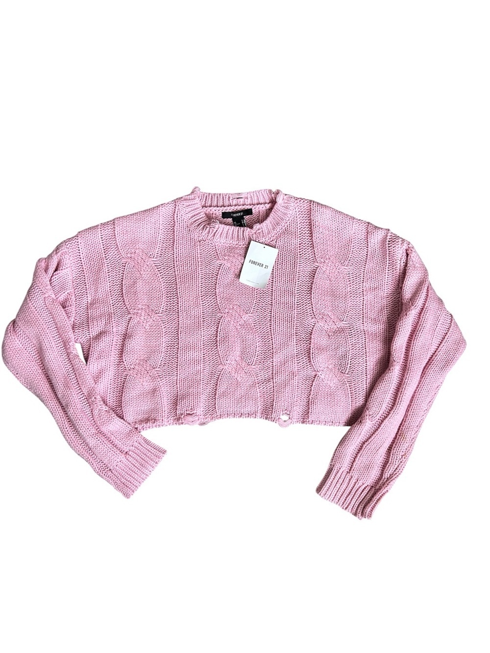 Forever 21 NWT Y2K Cropped Cable Knit Distressed size Small